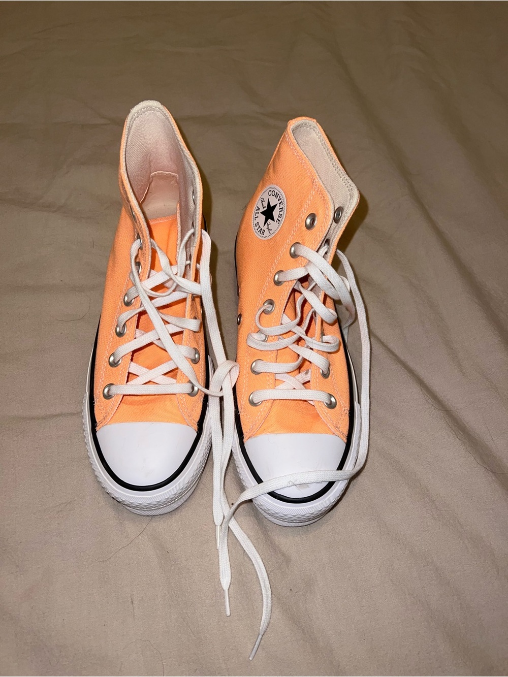 Converse High Top Sneakers - Peach and White